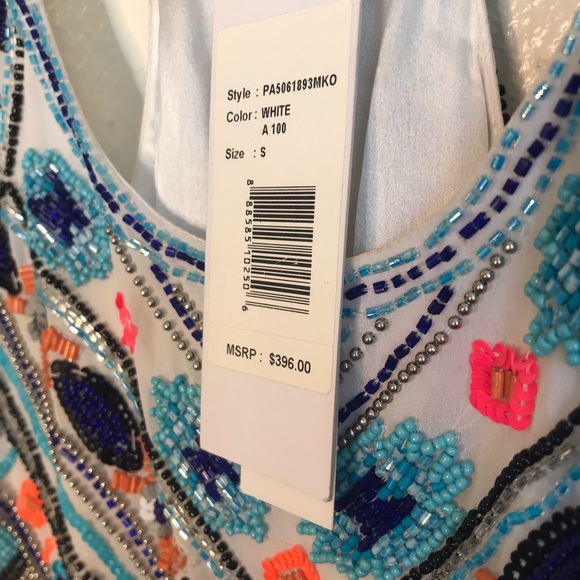 Parker Beaded Multicolor White Mini Cocktail Dress - New With Tags NWT $396 - Picture 3 of 16